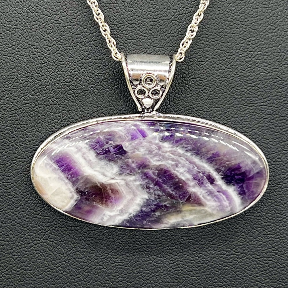 285. Raw Amethyst Sterling Silver Handmade Pendant Necklace 925 Chain